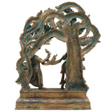 Handcrafted Panchaloha Bronze Radha Krishna Idol – Chola Art Murti for Pooja, Temple, Home Decor & Spiritual Gifting, Brown, 16 Inch, 1 Piece
