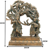 Handcrafted Panchaloha Bronze Radha Krishna Idol – Chola Art Murti for Pooja, Temple, Home Decor & Spiritual Gifting, Brown, 16 Inch, 1 Piece