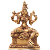 Brass Rajarajeshwari, Tripura Sundari, Lalita Devi, Kamakshi, Shodashi, Kameshwari Idol, Handcrafted Hindu Goddess Sculpture Murti Statue Vigraha for Pooja & Home Temple Decor, Gold, 8 Inch, 1 Piece