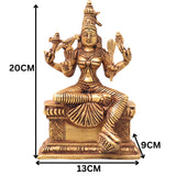 Brass Rajarajeshwari, Tripura Sundari, Lalita Devi, Kamakshi, Shodashi, Kameshwari Idol, Handcrafted Hindu Goddess Sculpture Murti Statue Vigraha for Pooja & Home Temple Decor, Gold, 8 Inch, 1 Piece