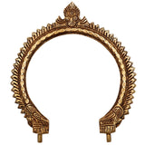 Bhunes Brass Small Prabhavali for Home Temple, Wall Hanging Arch Frame, Traditional Round Tiruvasi Makara Torana Pooja Backdrop for Idols & Decor, Gold, 8 Inch, 1 Piece