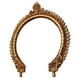 Bhunes Brass Small Prabhavali for Home Temple, Wall Hanging Arch Frame, Traditional Round Tiruvasi Makara Torana Pooja Backdrop for Idols & Decor, Gold, 8 Inch, 1 Piece