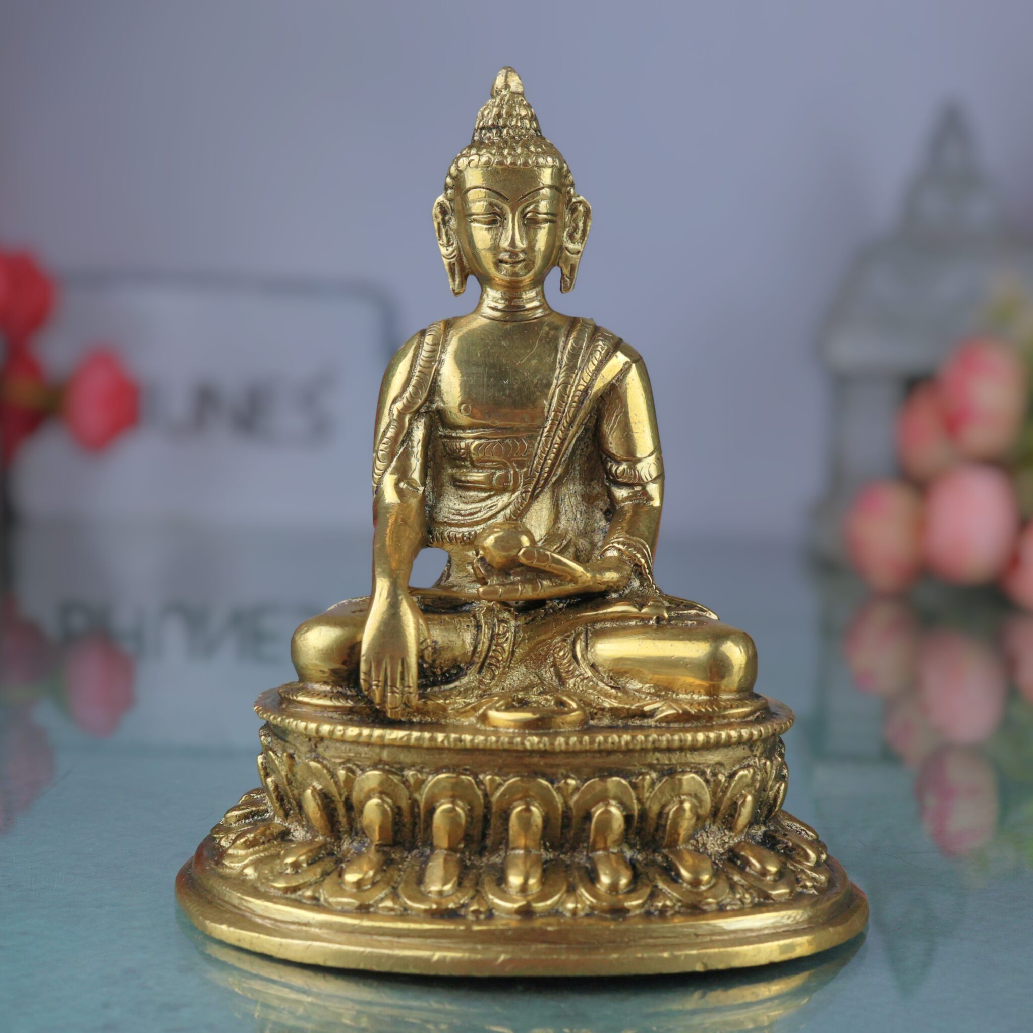 Brass Buddha Idol | Meditating Buddha Statue | Shakyamuni & Siddhartha Gautama Murti for Home, Temple & Office Decor