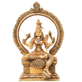 Brass Rajarajeshwari Tripura Sundari Lalita Kamakshi Shodashi Devi Idol, Handmade Mahavidya Adi Parashakti Sculpture for Home Temple Puja Decor Gift, Gold, 10 Inch, 1 Piece