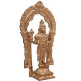 Handmade Bronze Vishnu Idol with Prabhavali | Panchaloha Alloy Narayana Statue | Traditional South Indian Vishnu Murti for Pooja & Temple,Gold, 11 Inch, 1 Piece