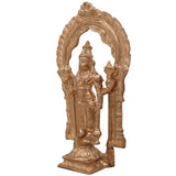 Handmade Bronze Vishnu Idol with Prabhavali | Panchaloha Alloy Narayana Statue | Traditional South Indian Vishnu Murti for Pooja & Temple,Gold, 11 Inch, 1 Piece