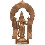 Handmade Bronze Vishnu Idol with Prabhavali | Panchaloha Alloy Narayana Statue | Traditional South Indian Vishnu Murti for Pooja & Temple,Gold, 11 Inch, 1 Piece