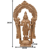Handmade Bronze Vishnu Idol with Prabhavali | Panchaloha Alloy Narayana Statue | Traditional South Indian Vishnu Murti for Pooja & Temple,Gold, 11 Inch, 1 Piece