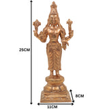 Handmade Bronze Vishnu Idol Panchaloha Statue | Narayana, Madhava, Govinda | Traditional South Indian Temple Art | 25cm Panchaloha Alloy Vishnu Murti,Gold, 10 Inch, 1 Piece
