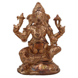 Handcrafted Bronze Ganesha Idol, Panchaloha Vinayaka Ganpati Murti, Ekadanta Vighnaharta Ganesh Statue for Home, Temple & Gifts,Gold, 3.5 Inch, 1 Piece