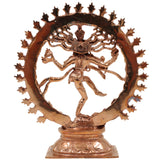 Bronze Handcrafted Nataraja Idol | Lord of Dance Shiva Statue | Chola Art Panchaloha Nritya Murti | Ananda Tandava Shiva Figurine, Gold, 6 Inch, 1 Piece