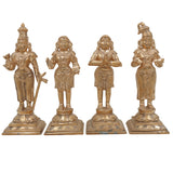 Handmade Bronze Panchaloha Nayanars Idols Set – Authentic Tamil Shaiva Saints Statue, 4pcs Traditional Panchadhatu Shaiva Bhakti Murti for Home & Temple Decor,Gold, 7 Inch, 1 set