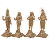 Handmade Bronze Panchaloha Nayanars Idols Set – Authentic Tamil Shaiva Saints Statue, 4pcs Traditional Panchadhatu Shaiva Bhakti Murti for Home & Temple Decor,Gold, 7 Inch, 1 set