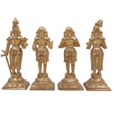 Handmade Bronze Panchaloha Nayanars Idols Set – Authentic Tamil Shaiva Saints Statue, 4pcs Traditional Panchadhatu Shaiva Bhakti Murti for Home & Temple Decor,Gold, 7 Inch, 1 set