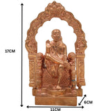 Handmade Bronze Sai Baba Idol with Prabhavali Peetam – Authentic Panchaloha Shirdi Sai Nath Statue for Home, Temple, Puja Decor & Spiritual Gift,Gold, 7 Inch, 1 Piece