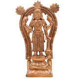 Handcrafted Bronze Vishnu Idol with Prabhavali – Authentic Panchaloha Alloy Vishnu Murti, Narayana Statue, Traditional South Indian Wax Casting Art,Gold, 7 Inch, 1 Piece