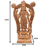Handcrafted Bronze Vishnu Idol with Prabhavali – Authentic Panchaloha Alloy Vishnu Murti, Narayana Statue, Traditional South Indian Wax Casting Art,Gold, 7 Inch, 1 Piece