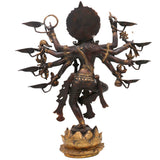 Brass Nataraja Ashtabhujadhari Shiva Idol, Dancing Shiva Statue, Cosmic Dance Nataraj Murti, Adalvallan Koothan Sabesan Murti, Handcrafted Home & Temple Decor,Gold, 18.5 Inch, 1 Piece