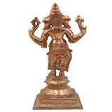 Handcrafted Bronze Panchaloha Ganesha Idol, Vinayaka Ganpati Murti, Chola Art Vighnaharta Statue for Home & Temple,Gold, 13 Inch, 1 Piece