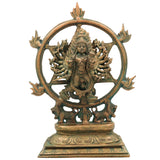 Handmade Bronze Panchaloha Chakrathalwar Idol | Sudarshana Chakra Murti | Authentic Sudarshanar Sudarshana Vishnu Statue for Temple & Home Decor,Brown, 13 Inch, 1 Piece