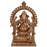 Handcrafted Bronze Ganesha Idol in Panchaloha | Vinayaka Ganapati Murti for Home Temple | Traditional Chola Art Pillaiyar Statue, Gold, 8.5 Inch, 1 Piece