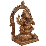 Handcrafted Bronze Ganesha Idol in Panchaloha | Vinayaka Ganapati Murti for Home Temple | Traditional Chola Art Pillaiyar Statue, Gold, 8.5 Inch, 1 Piece