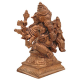Handcrafted Siddhi Vinayak Idol in Panchaloha Bronze Ganesha Ganapati Murti, Sametha Ganapati, Ganesh Statue for Home & Temple,Gold, 3.5 Inch, 1 Piece