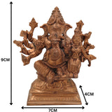 Handcrafted Siddhi Vinayak Idol in Panchaloha Bronze Ganesha Ganapati Murti, Sametha Ganapati, Ganesh Statue for Home & Temple,Gold, 3.5 Inch, 1 Piece