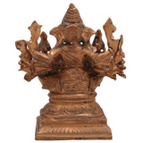 Handmade Riddhi Siddhi Ganapati Idol in Panchaloha Bronze, Ganesha with Consorts, Vinayaka, Ganapati, Vighneshvara, South Indian Chola Art Murti for Home & Temple,Gold, 3.5 Inch, 1 Piece