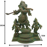 Bronze Musical Ganesha Idols, Ganesh Ki Murti, Panchaloha Ganpati Statue,Brown, 10 Inch, 1 Piece
