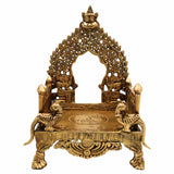 Bhunes Brass Chowki with Prabhavali Peetha for Temple, Singhasan Pooja Stand, Peetham Bajot for Mandir, Deity Platform, Home Decor, Gold, 8.5 Inch, 1 Piece
