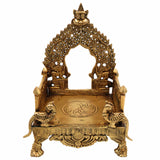 Bhunes Brass Chowki with Prabhavali Peetha for Temple, Singhasan Pooja Stand, Peetham Bajot for Mandir, Deity Platform, Home Decor, Gold, 8.5 Inch, 1 Piece