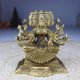 Brass Gayatri Devi Idol | Panchamukhi Vedamata Gayatri Mata Murti | Handcrafted Pital Savitri Devi Statue for Pooja & Home Decor
