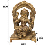Handcrafted Brass Mahalakshmi Idol with Prabhavali | Pital Shri Devi Laxmi Murti for Pooja, Home Temple & Decor, Gold, 7 Inch, 1 Piece