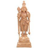 Handmade Bronze Murugan Idol | Panchaloha Subramanya Skanda Kartikeya Sculpture for Temple & Home Decor,Gold, 11 Inch, 1 Piece