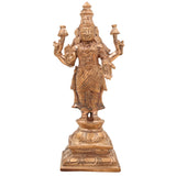 Handcrafted Bronze Mahalakshmi Idol | Panchaloha Lakshmi Murti | Laxmi Kamala Devi Sculpture for Pooja & Decor,Gold, 7 Inch, 1 Piece