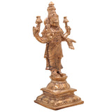 Handcrafted Bronze Mahalakshmi Idol | Panchaloha Lakshmi Murti | Laxmi Kamala Devi Sculpture for Pooja & Decor,Gold, 7 Inch, 1 Piece