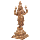 Handcrafted Bronze Mahalakshmi Idol | Panchaloha Lakshmi Murti | Laxmi Kamala Devi Sculpture for Pooja & Decor,Gold, 7 Inch, 1 Piece
