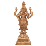 Handcrafted Bronze Mahalakshmi Idol | Panchaloha Lakshmi Murti | Laxmi Kamala Devi Sculpture for Pooja & Decor,Gold, 7 Inch, 1 Piece