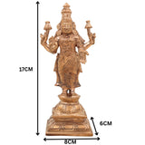Handcrafted Bronze Mahalakshmi Idol | Panchaloha Lakshmi Murti | Laxmi Kamala Devi Sculpture for Pooja & Decor,Gold, 7 Inch, 1 Piece