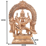 Murugan Sitting on Peacock Panchaloha Idol | Bronze Subramanya Skanda Arumugan Statue | Handcrafted Lord Karthikeya with Prabhavali for Home Temple Deco,Gold, 9 Inch, 1 Piece