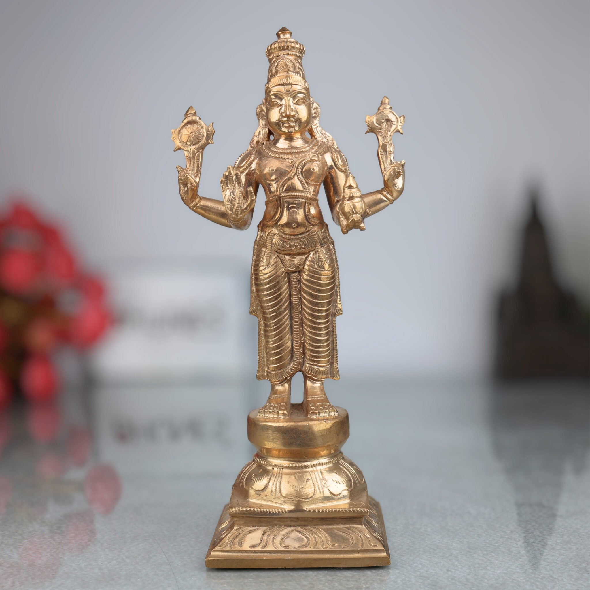 Handcrafted Bronze Dhanvantari Idol | Panchaloha Ayurvedic God Statue | Lord Dhanvantari Murti for Healing & Prosperity