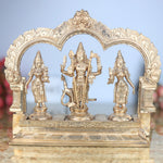 Handcrafted Panchaloha Murugan Idol with Valli and Devasena