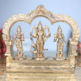 Handcrafted Panchaloha Murugan Idol with Valli and Devasena