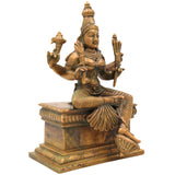 Handmade Bronze Rajarajeshwari Idol | Panchaloha Sri Raja Rajeshwari Sculpture | Lalita Tripura Sundari Murti for Pooja & Home Temple,Gold, 8 Inch, 1 Piece