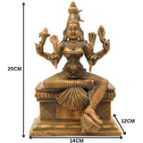 Handmade Bronze Rajarajeshwari Idol | Panchaloha Sri Raja Rajeshwari Sculpture | Lalita Tripura Sundari Murti for Pooja & Home Temple,Gold, 8 Inch, 1 Piece