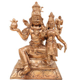 Handcrafted Panchaloha Swarna Bhairava with Shiva Parvati Idol, Bronze Swarnakarshana Bhairava Murti for Pooja & Vastu, Gold, 6.5 Inch, 1 Piece