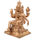 Handcrafted Panchaloha Swarna Bhairava with Shiva Parvati Idol, Bronze Swarnakarshana Bhairava Murti for Pooja & Vastu, Gold, 6.5 Inch, 1 Piece