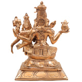 Handcrafted Panchaloha Swarna Bhairava with Shiva Parvati Idol, Bronze Swarnakarshana Bhairava Murti for Pooja & Vastu, Gold, 6.5 Inch, 1 Piece