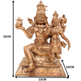 Handcrafted Panchaloha Swarna Bhairava with Shiva Parvati Idol, Bronze Swarnakarshana Bhairava Murti for Pooja & Vastu, Gold, 6.5 Inch, 1 Piece